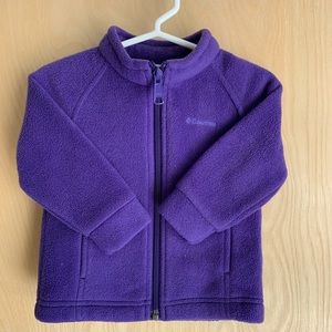 Girls purple Columbia fleece jacket, 6-12 mos,